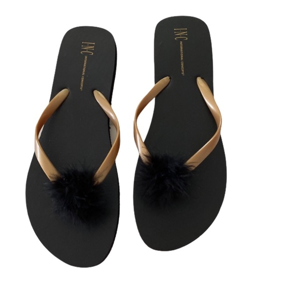INC International Concepts Shoes - INC Pom Pom Flip Flops Size 8